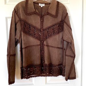 Leather and crochet Carducci jacket. Beautiful, crocheted buttons.